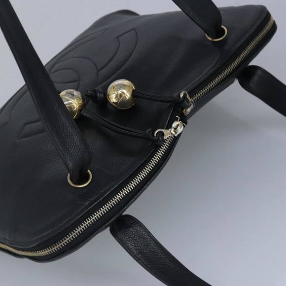 CHANEL COCO Mark Tote Bag Caviar Skin Black Gold CC Auth yk15761 - Picture 6 of 16